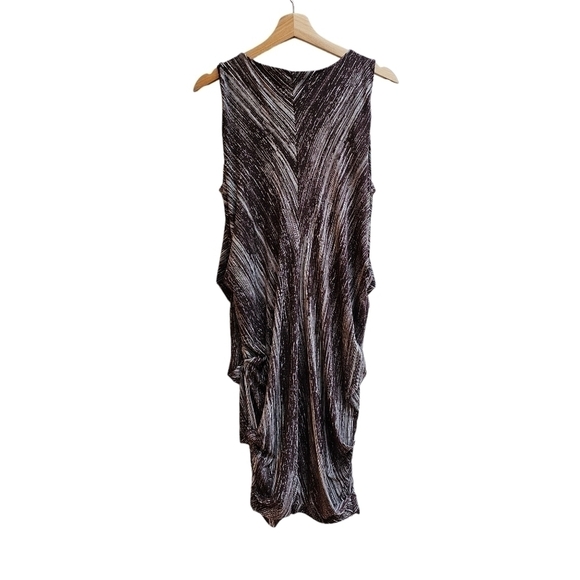 Vivienne Vivienne Tam Ruched Draped Dress in Brown and Cream, Size Large - Picture 2 of 8